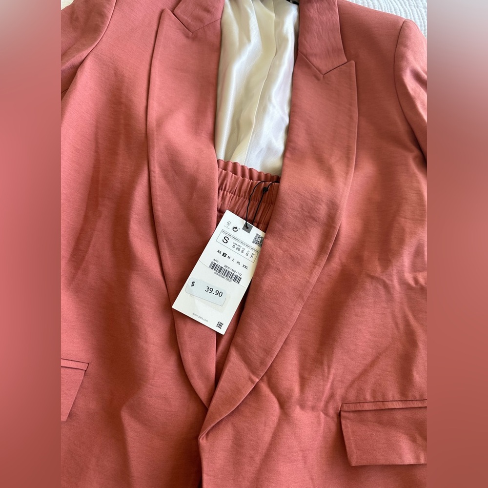 NWT Zara Coral Linen Suit - Picture 2 of 6